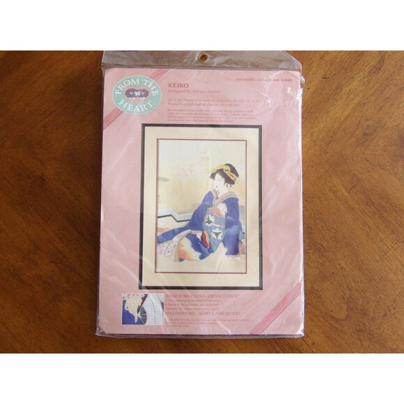 Vtg From The Heart Cross Stitch Kit Keiko by Harnyo Martin 53909 Geisha Woman - Picture 2 of 7